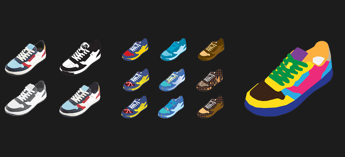 Collection of shoes created in Adobe Illustrator